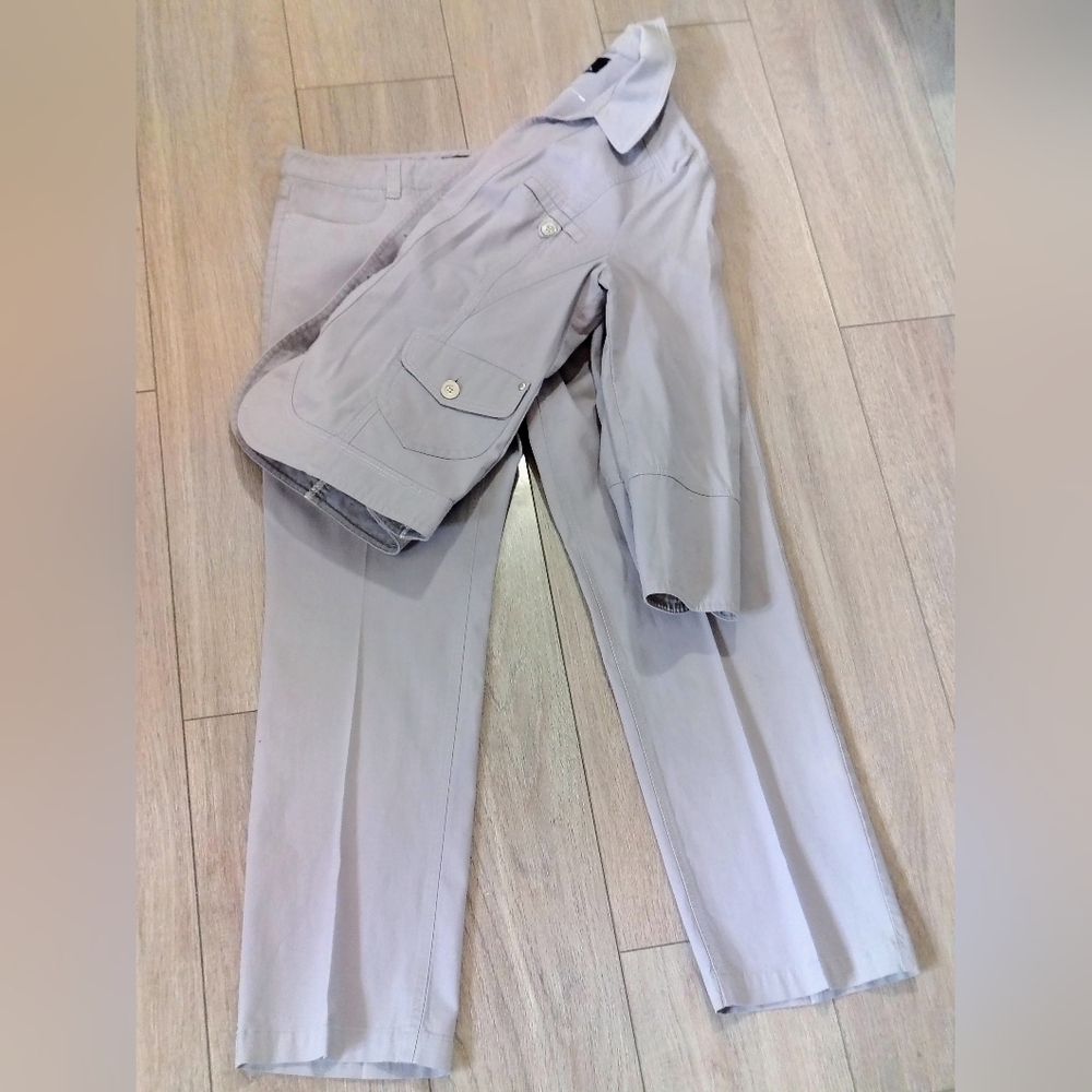 Bianca Women's Classic Gray Chinos Two Piece Pants Suit Set Size 16